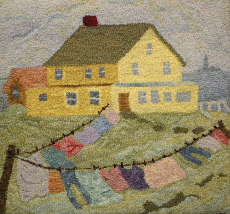 My Yellow House in Maine, By P is for Primitive, 18″ x 18″ | W. Cushing ...