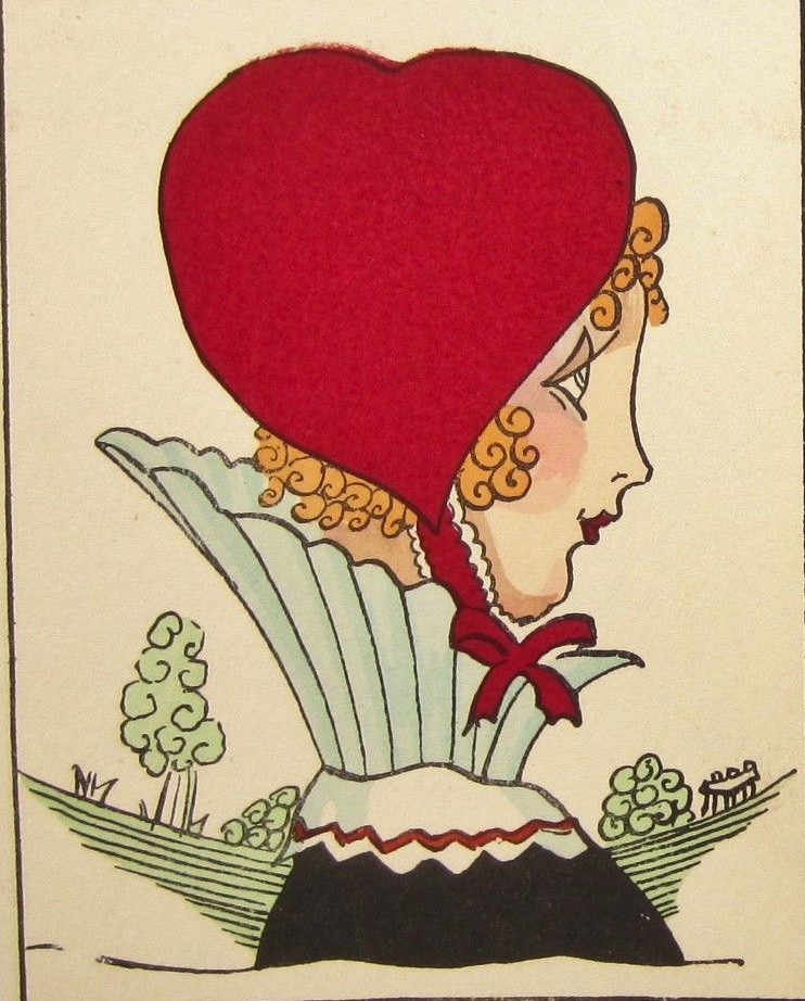 Miss Heart 18 x 24, Art Deco Vintage Postcard Pattern From Joan Moshimer's  Studio