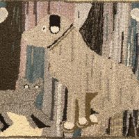 Family Pets, Antique Adaptation, 34 x 18.5 -- Finished Hooked Rug  by Evelyn Lawrence
