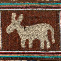 Framed Donkey, 21.5 x 14 -- Finished Hooked Rug  by Evelyn Lawrence