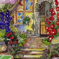 Gardener's Cottage based on the artwork of Alida Akers, 27 1/2 x 18