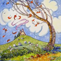 Sheep in the Pasture based on the artwork of Alida Akers,16 x 16