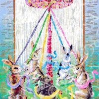May Day Dance, 26" x 16 1/2", Vintage Postcard Pattern From Joan Moshimer's Studio