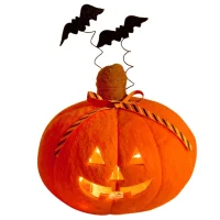 Fall Decor 6" Lighted Felt Jack O Lantern with Bats