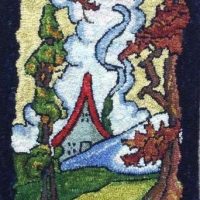 Fall from Seasons by Alida Akers, 24 x 14-- Hooked Rug by Fiber Artist Karen Whidden