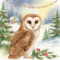 Hoot for the Holidays, Country Christmas Owl, 18 x 18 P is for Primitive
