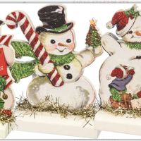 Holly Jolly Retro Stand Up Snowmen Set of 3