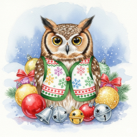 Hoot for the Holidays, Vested Owl, 18 x 18 by P is for Primitive
