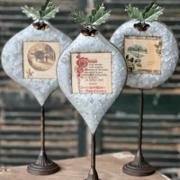 Set of 3 Metal Ornaments on Stands