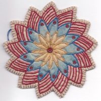 Hand Embroidery Patriotic Keepsake Ornaments Tea Dyed --Patriotic Pinwheel #13