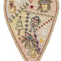 Hand Embroidery Holiday Keepsake Ornaments Tea Dyed --Vintage Holiday Patchwork Heart #10