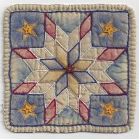 Hand Embroidery Patriotic Keepsake Ornaments Tea Dyed --Patriotic Patchwork #7