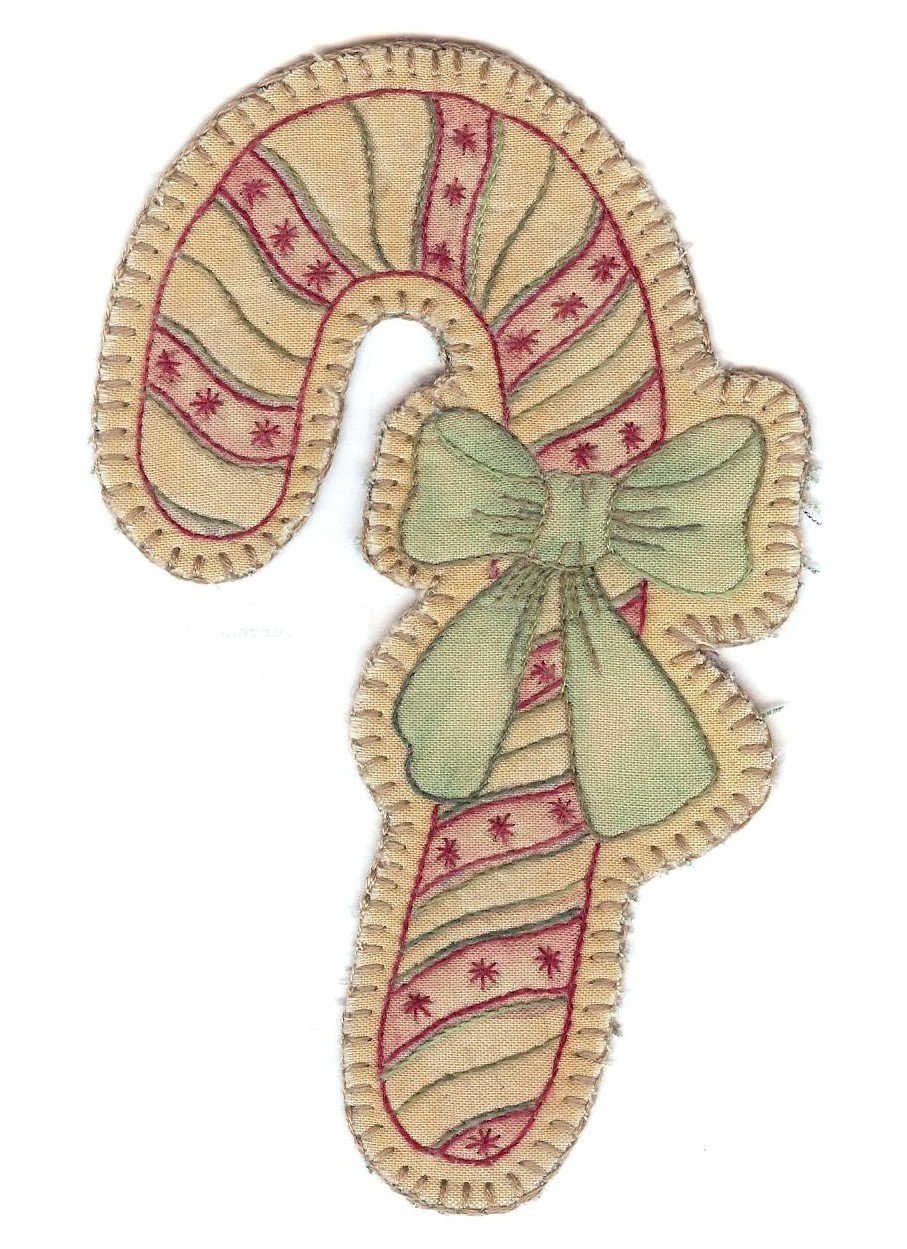 Hand Embroidery Holiday Keepsake Ornaments Tea Dyed --Jingle Stocking #18 - Image 17