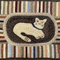 Finished Hooked Rug by Fiber Artist Evelyn Lawrence, Kreno Cat