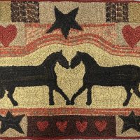 Finished Hooked Rug by Fiber Artist Evelyn Lawrence, Polly 22 1/2 x 36