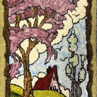 Finished Hooked Rug by Fiber Artist Karen Whidden--Season Series Storybook--Spring 24 x 14