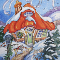 Ready for the Holidays based on the artwork of Alida Akers, 22 x 22
