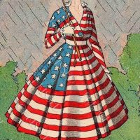 Patriotic Vogue, 23 x 17, Vintage Postcard Pattern From Joan Moshimer's Studio