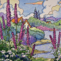 Lupine Summer based on the artwork of Alida Akers, 28 x 18