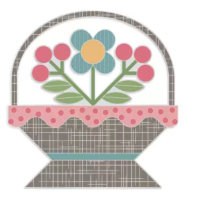 Flower Basket Scissor Sitter Magnet, LARGE at 4" x 4"